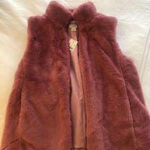 J Crew pink fur vest coat medium new with tags